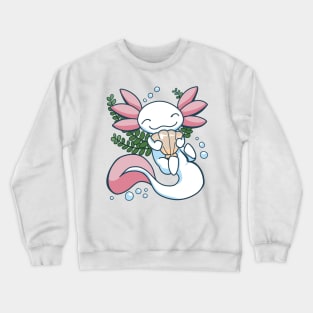 Axolotl with a Seashell - Cute Axolotl Design Crewneck Sweatshirt